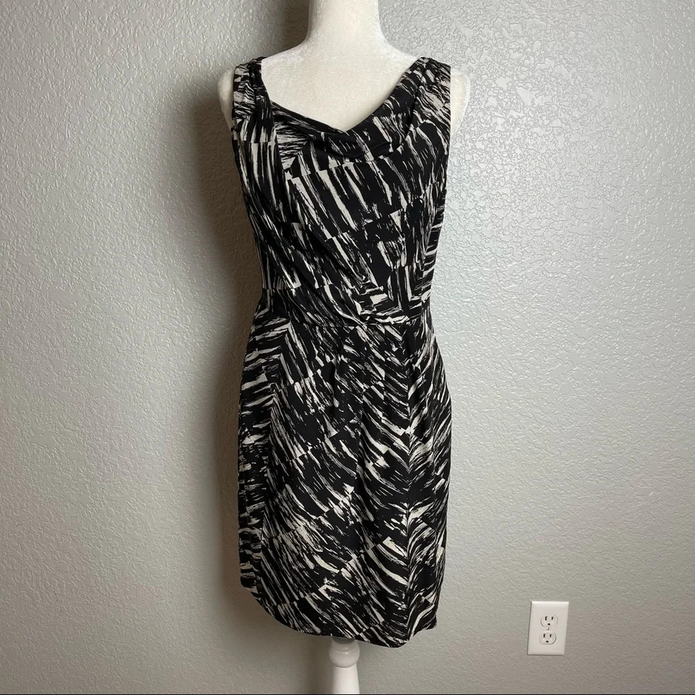 LK Bennett Silk Drape Neck Faux Wrap Dress Sz 6